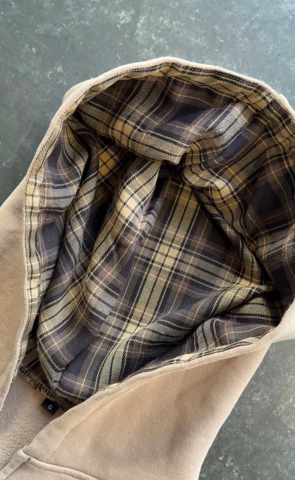 TAN PLAID ZIP