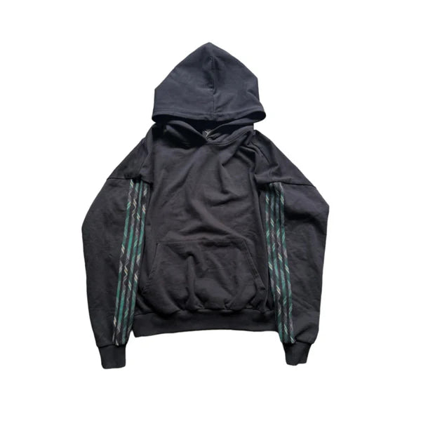 BLACK PLAID TRACK HOODIE